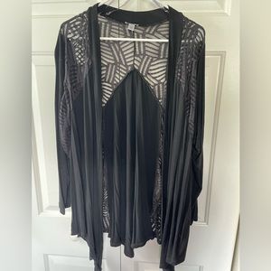 Black Cardigan with Lace Detail